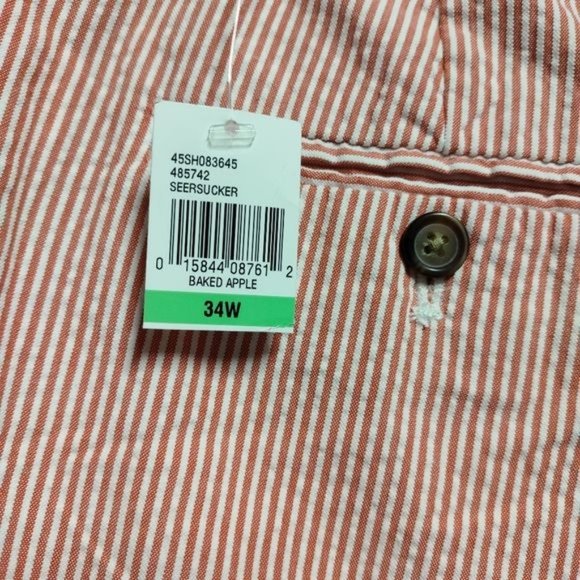 Men's red/white seersucker striped IZOD shorts size 34 - Picture 4 of 5